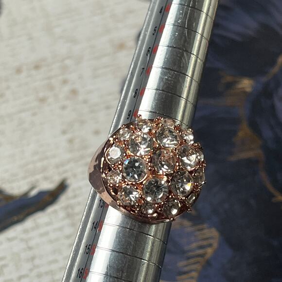 Rose Gold Tone Cocktail Ring with CZ Stones - Size 6 - Picture 7 of 7
